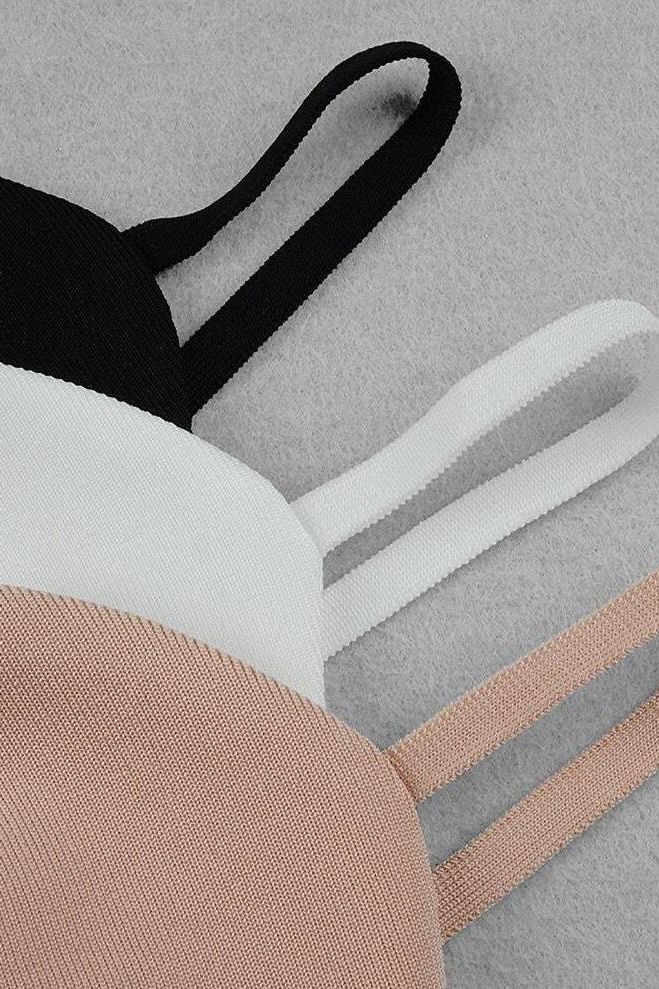 Woman wearing a figure flattering Milan Bandage Midi Dress - Classic Black BODYCON COLLECTION