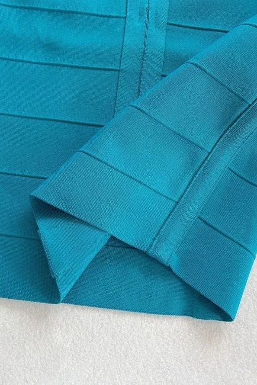 Woman wearing a figure flattering Missy High Waist Bandage Mini Skirt - Teal Blue BODYCON COLLECTION Pty Ltd