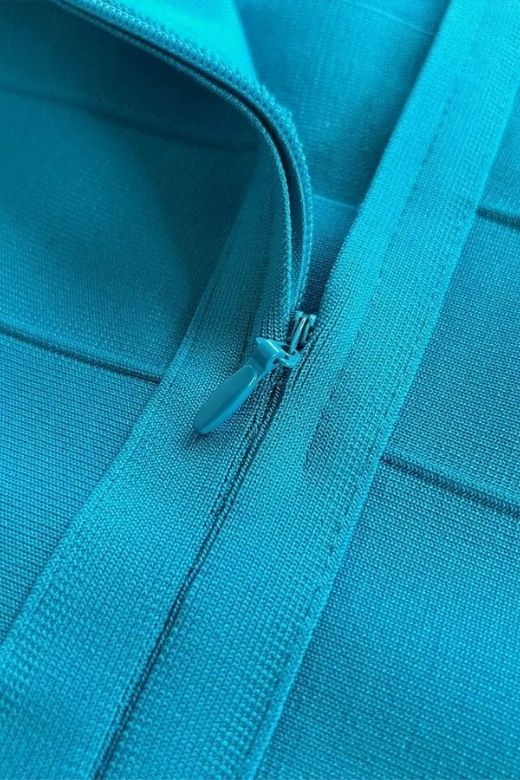 Woman wearing a figure flattering Missy High Waist Bandage Mini Skirt - Teal Blue BODYCON COLLECTION Pty Ltd