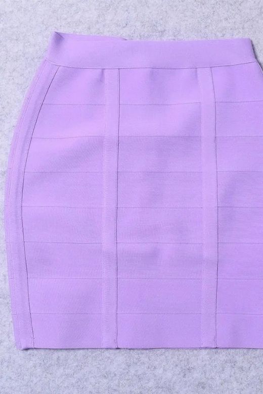 Woman wearing a figure flattering Missy High Waist Bandage Mini Skirt - Violet Purple BODYCON COLLECTION Pty Ltd
