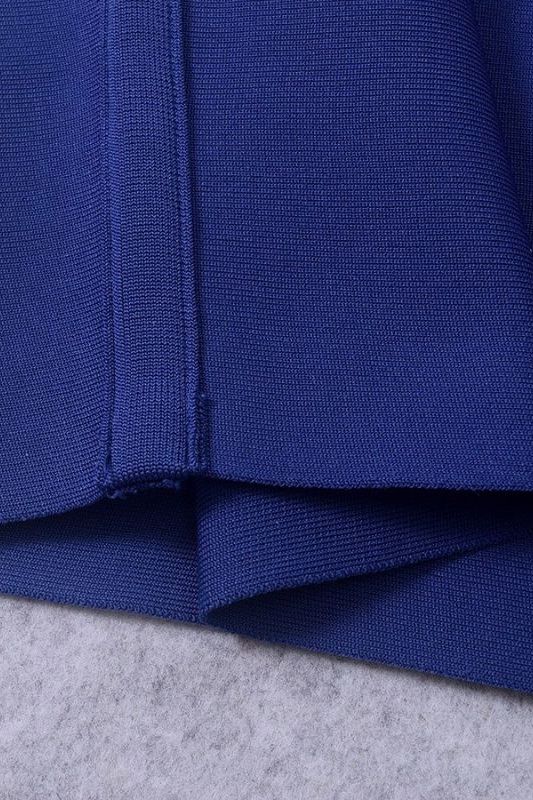 Woman wearing a figure flattering Molly Bandage Midi Dress - Navy Blue BODYCON COLLECTION