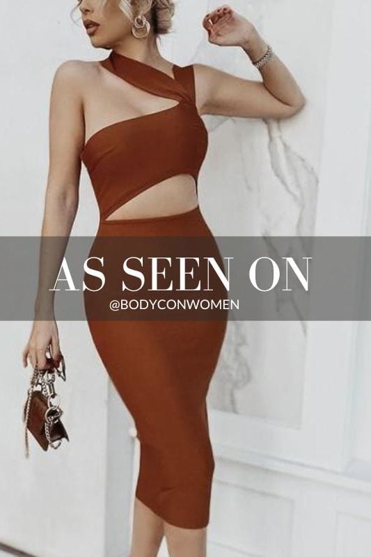 Woman wearing a figure flattering Molly Bandage Midi Dress - Navy Blue BODYCON COLLECTION