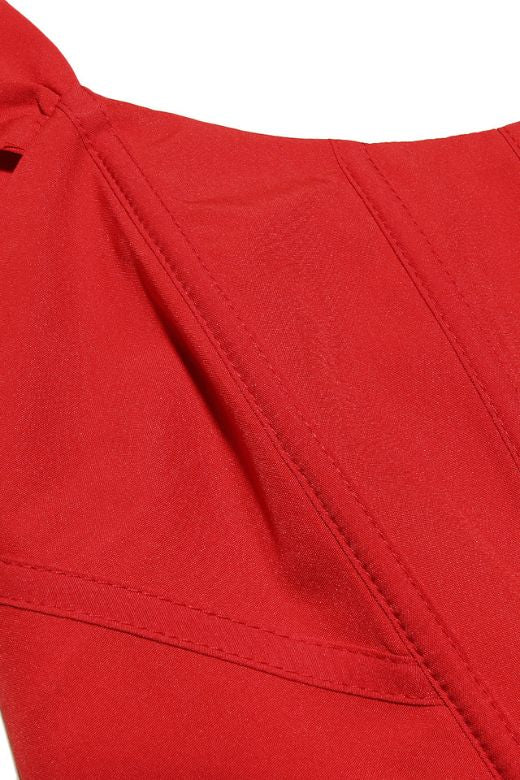 Woman wearing a figure flattering Monique Bodycon Dress - Lipstick Red BODYCON COLLECTION