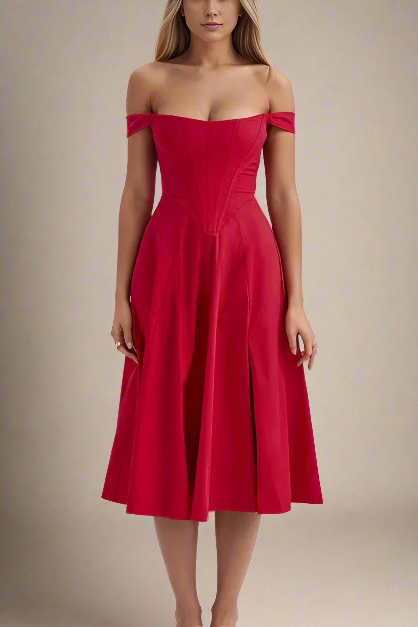Woman wearing a figure flattering Monique Bodycon Dress - Lipstick Red BODYCON COLLECTION