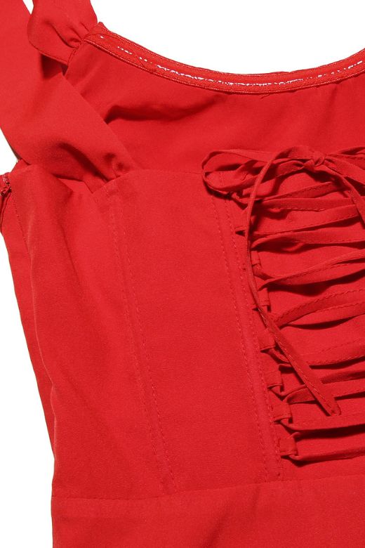 Woman wearing a figure flattering Monique Bodycon Dress - Lipstick Red BODYCON COLLECTION