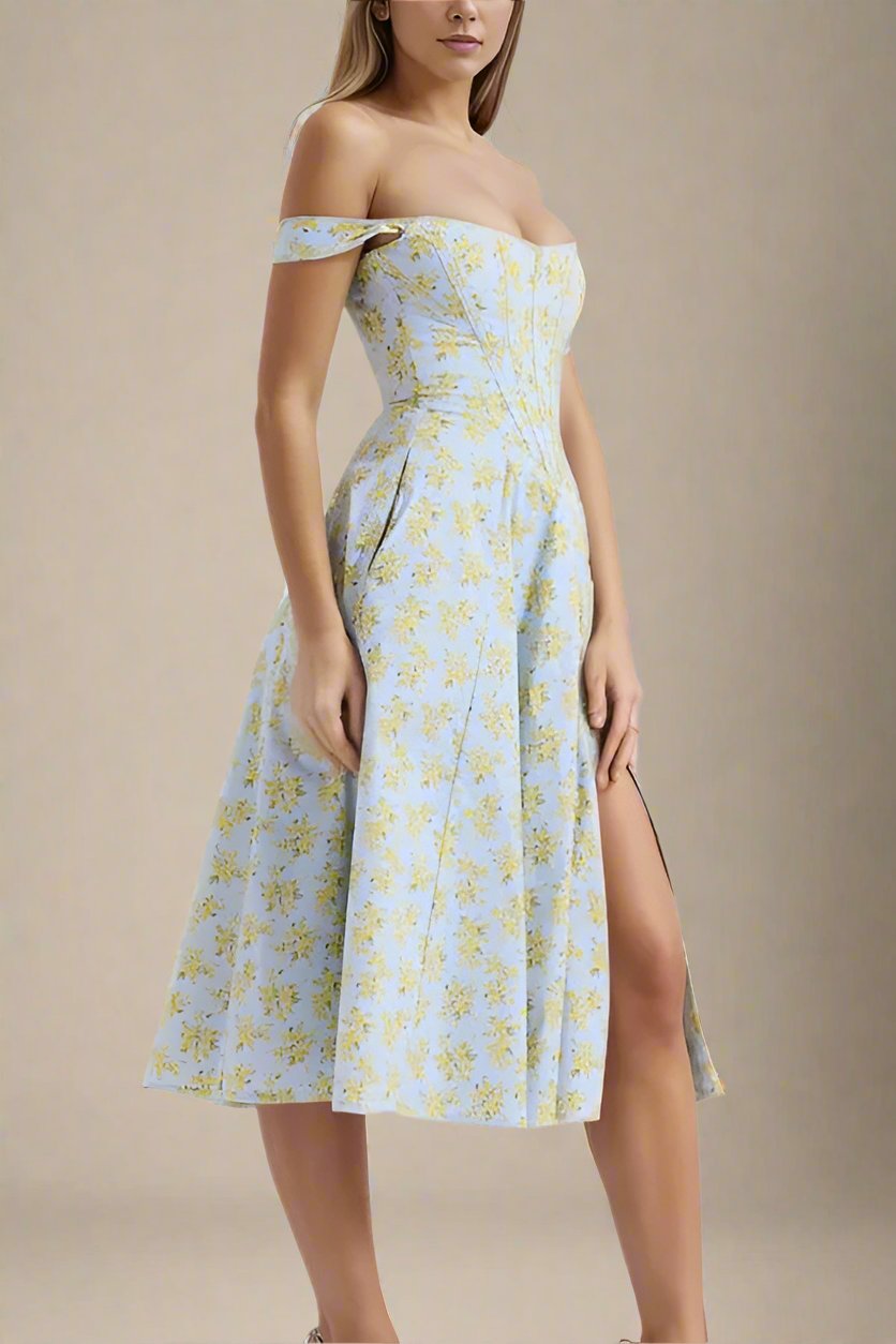 Woman wearing a figure flattering Monique Bodycon Dress - Sky Blue BODYCON COLLECTION