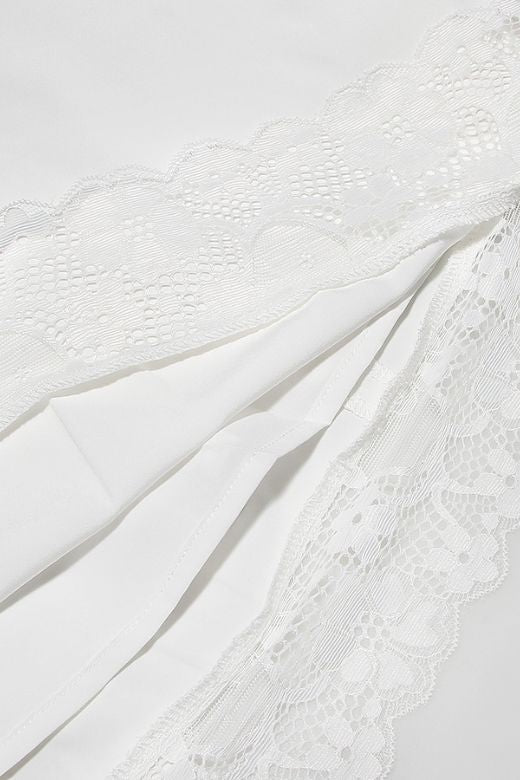 Woman wearing a figure flattering Nori Bodycon Mini Dress - Pearl White BODYCON COLLECTION