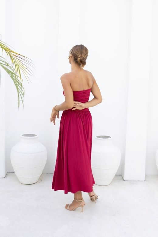 Woman wearing a figure flattering North Bodycon Wrap Midi Dress - Chocolate Brown BODYCON COLLECTION Pty Ltd