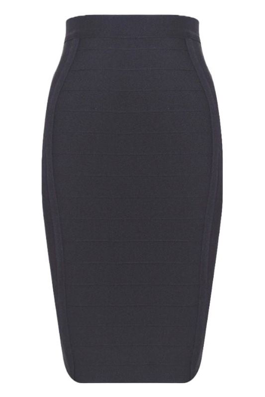 Woman wearing a figure flattering  Pencil High Waist Bandage Knee Length Cocktail Skirt - Classic Black BODYCON COLLECTION
