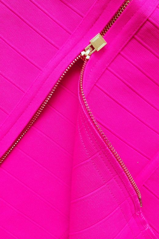 Woman wearing a figure flattering Pencil High Waist Bandage Knee Length Knitted Skirt - Hot Pink BODYCON COLLECTION