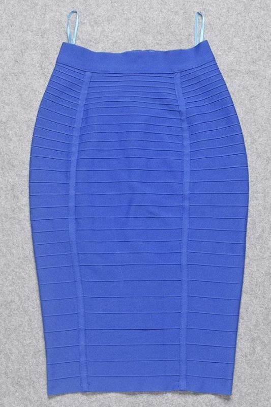 Woman wearing a figure flattering Pencil High Waist Bandage Knee Length Knitted Skirt - Royal Blue BODYCON COLLECTION