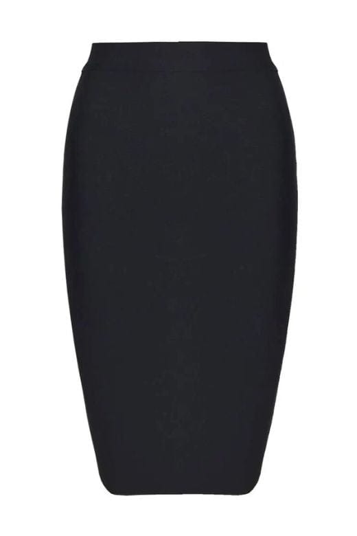 Woman wearing a figure flattering Pencil High Waist Bandage Knee Length Skirt - Classic Black BODYCON COLLECTION