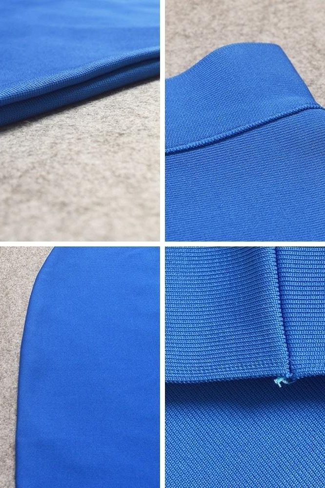 Woman wearing a figure flattering Pencil High Waist Bandage Midi Skirt - Royal Blue BODYCON COLLECTION