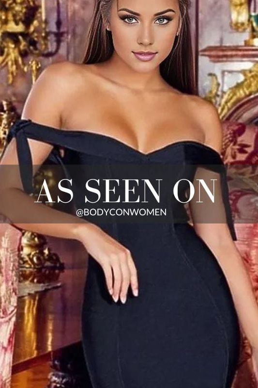 Woman wearing a figure flattering Penelope Bandage Mini Dress - Lipstick Red BODYCON COLLECTION