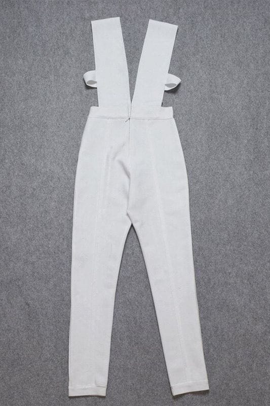 Woman wearing a figure flattering Pia Bandage Pants Jumpsuit - Classic Black BODYCON COLLECTION