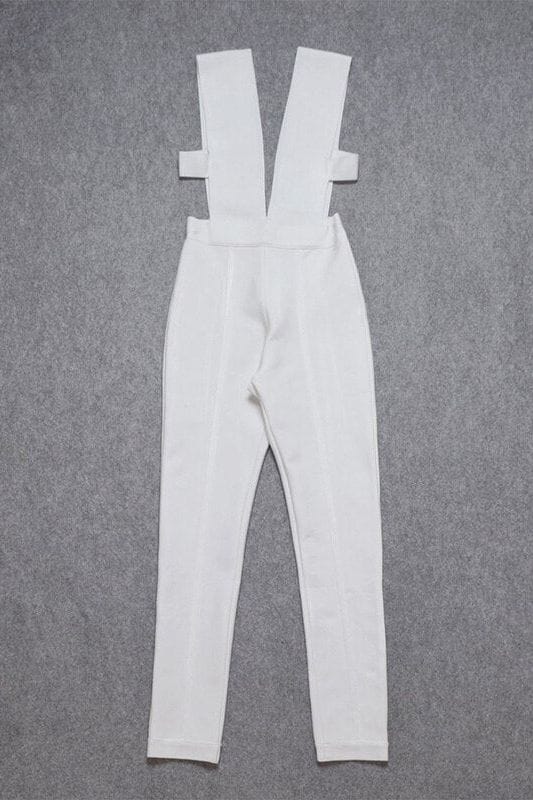 Woman wearing a figure flattering Pia Bandage Pants Jumpsuit - Classic Black BODYCON COLLECTION