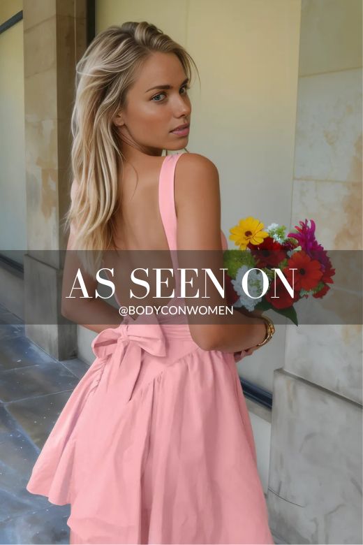 Woman wearing a figure flattering Rian Bodycon Mini Dress - Pearl White BODYCON COLLECTION