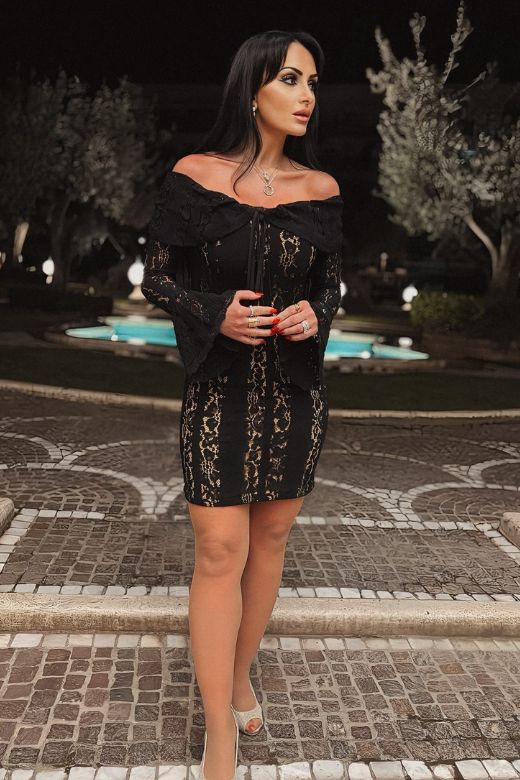 black bodycon dress with roses Rose Embroidered Bodycon Dress