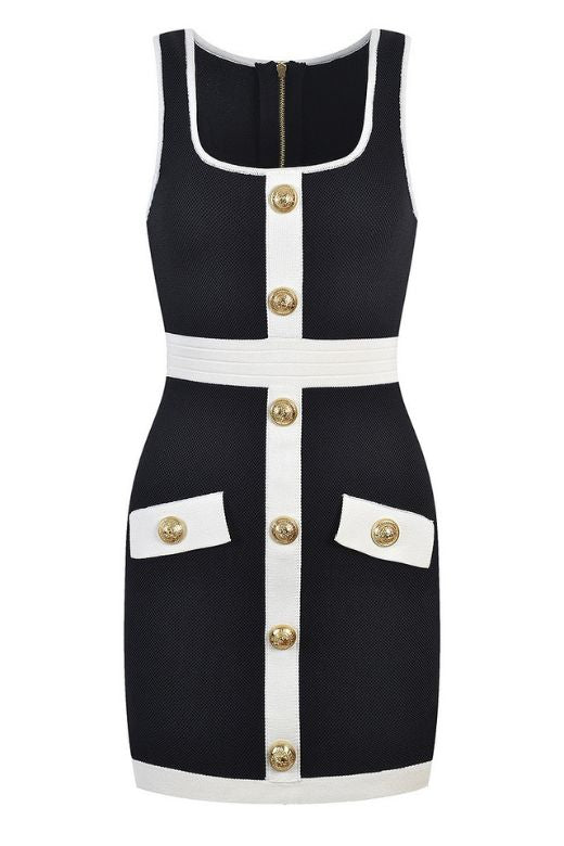 Woman wearing a figure flattering Rosie Bodycon Dress - Classic Black BODYCON COLLECTION