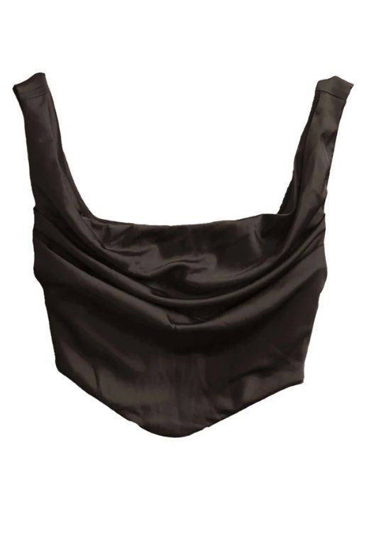 Woman wearing a figure flattering Sabrina Wrap Top and Maxi Skirt Outfit Set - Chocolate Brown BODYCON COLLECTION