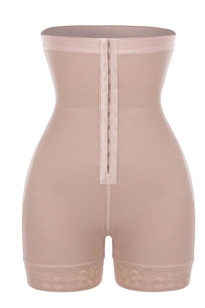 Woman wearing a figure flattering Sculpting Corset Bodysuit Shapewear - Mid Thigh Bodycon Collection