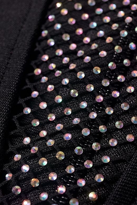 Woman wearing a figure flattering  Sofie Bodycon Mini Dress - Classic Black BODYCON COLLECTION