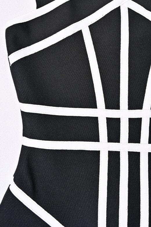 Woman wearing a figure flattering Suki Bandage Midi Dress - Classic Black BODYCON COLLECTION