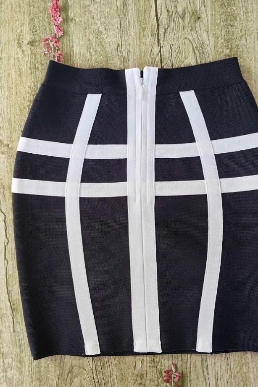 Woman wearing a figure flattering Suki High Waist Bandage Mini Skirt - Classic Black BODYCON COLLECTION Pty Ltd