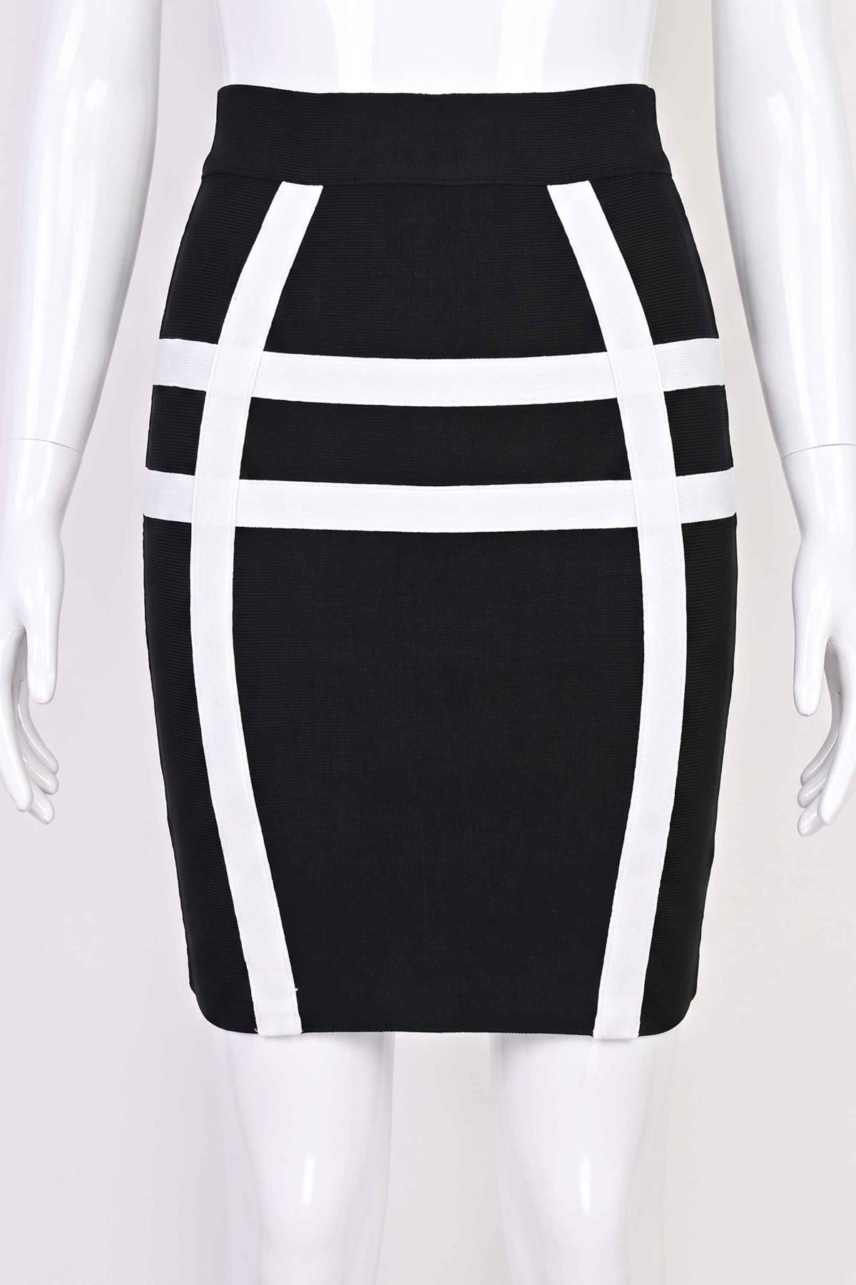 Woman wearing a figure flattering Suki High Waist Bandage Mini Skirt - Classic Black BODYCON COLLECTION Pty Ltd