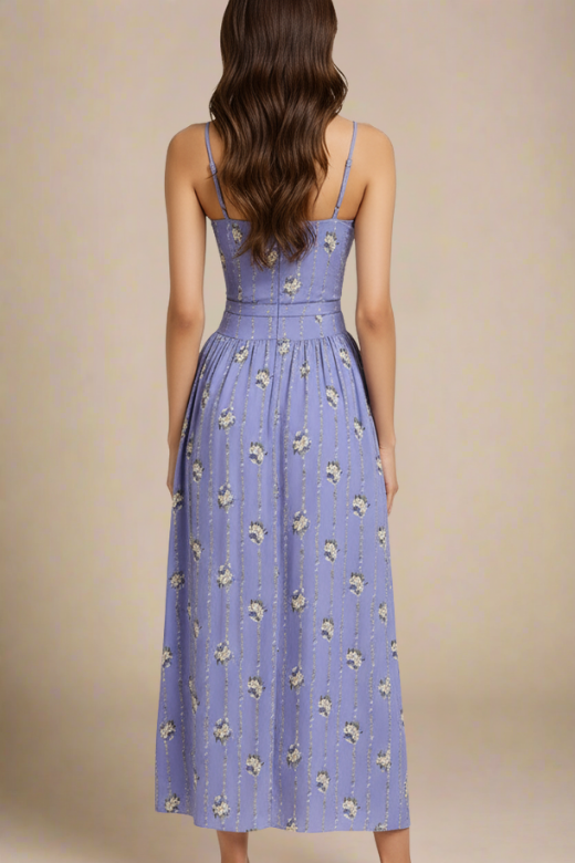 Woman wearing a figure flattering Tasmin Midi Dress - Royal Blue BODYCON COLLECTION