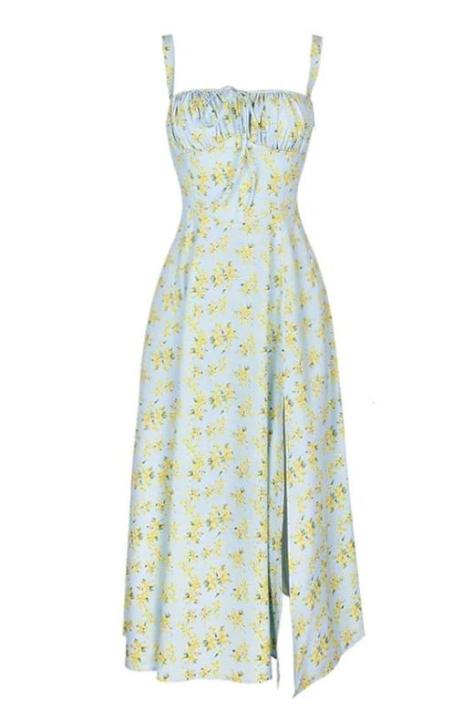 Woman wearing a figure flattering Taylor Bodycon Day Midi Dress - Sky Blue BODYCON COLLECTION