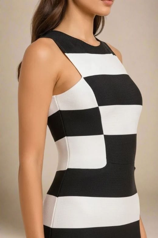 Woman wearing a figure flattering Veronica Bodycon Mini Dress - Classic Black BODYCON COLLECTION Pty Ltd