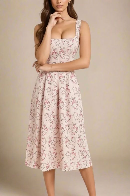 Woman wearing a figure flattering Willa Midi Dress - Dusty Pink BODYCON COLLECTION Pty Ltd