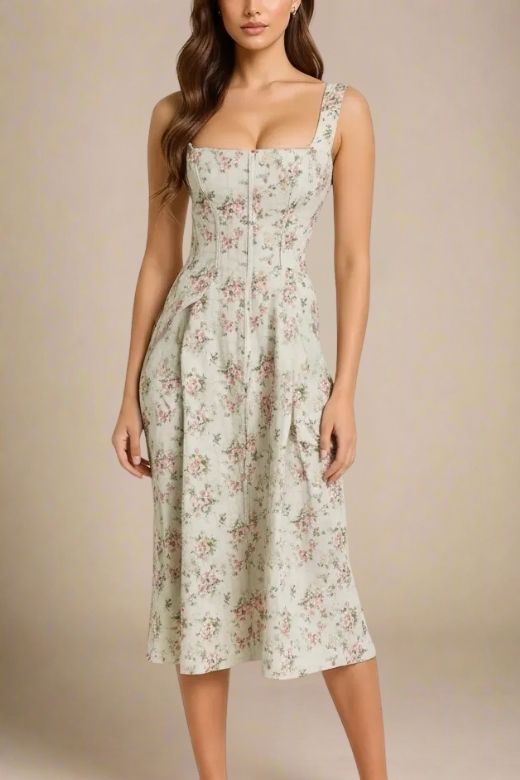 Woman wearing a figure flattering Willa Midi Dress - Mint Green BODYCON COLLECTION Pty Ltd