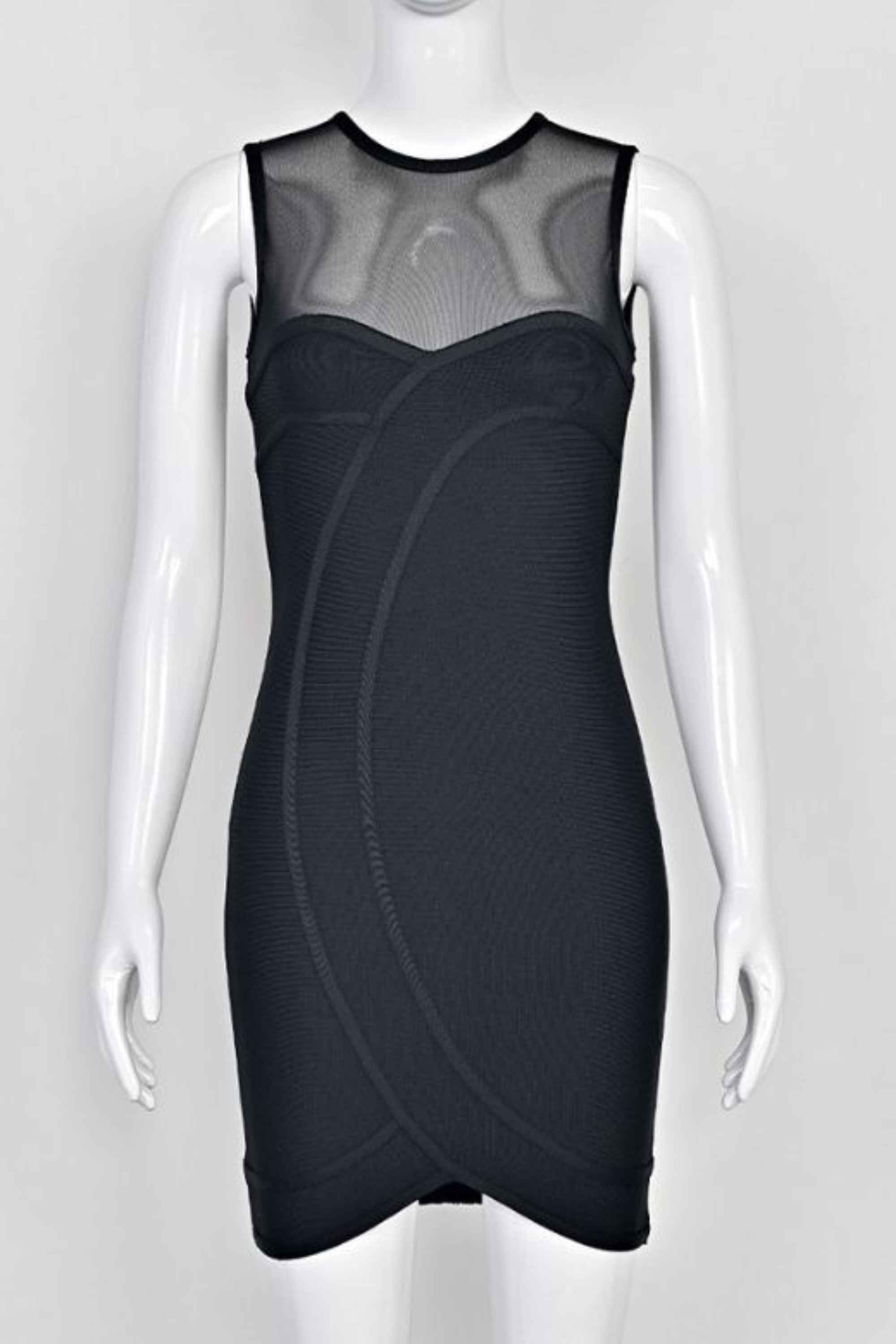 Woman wearing a figure flattering  Aspen Bodycon Mini Dress - Classic Black BODYCON COLLECTION Pty Ltd