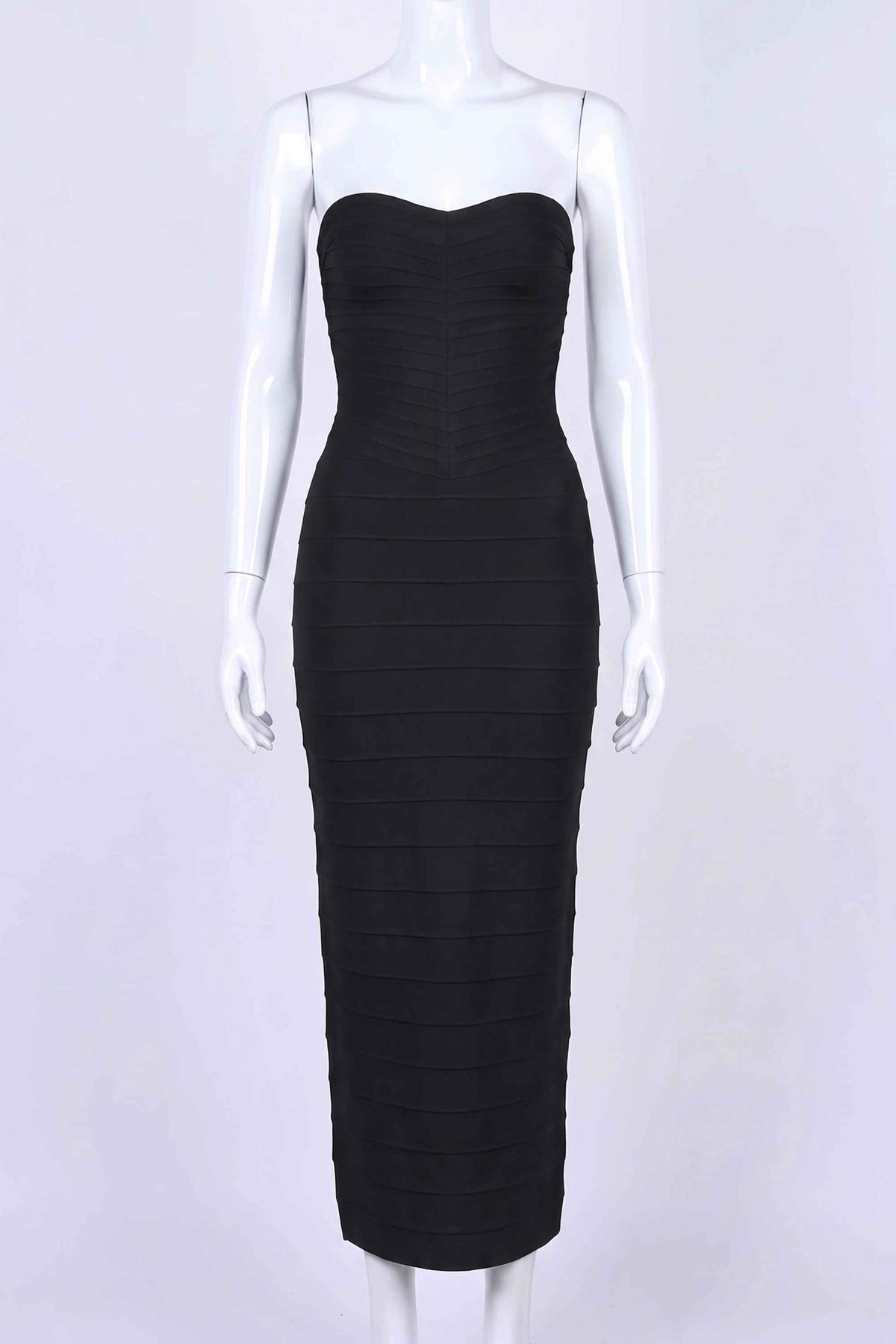 Woman wearing a figure flattering  Belle Bandage Maxi Dress - Classic Black BODYCON COLLECTION Pty Ltd