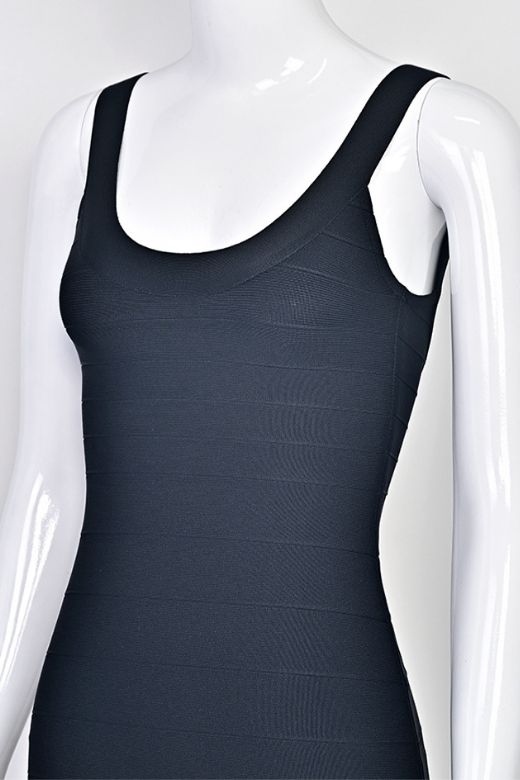 Woman wearing a figure flattering  Cindy Bandage Mini Dress - Classic Black BODYCON COLLECTION Pty Ltd