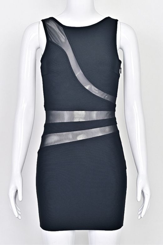 Woman wearing a figure flattering  Ellie Bodycon Mini Dress - Classic Black BODYCON COLLECTION Pty Ltd