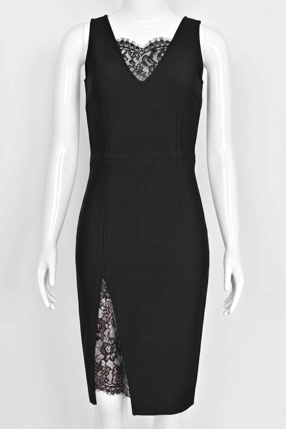 Woman wearing a figure flattering  Elsa Bodycon Dress - Classic Black BODYCON COLLECTION Pty Ltd