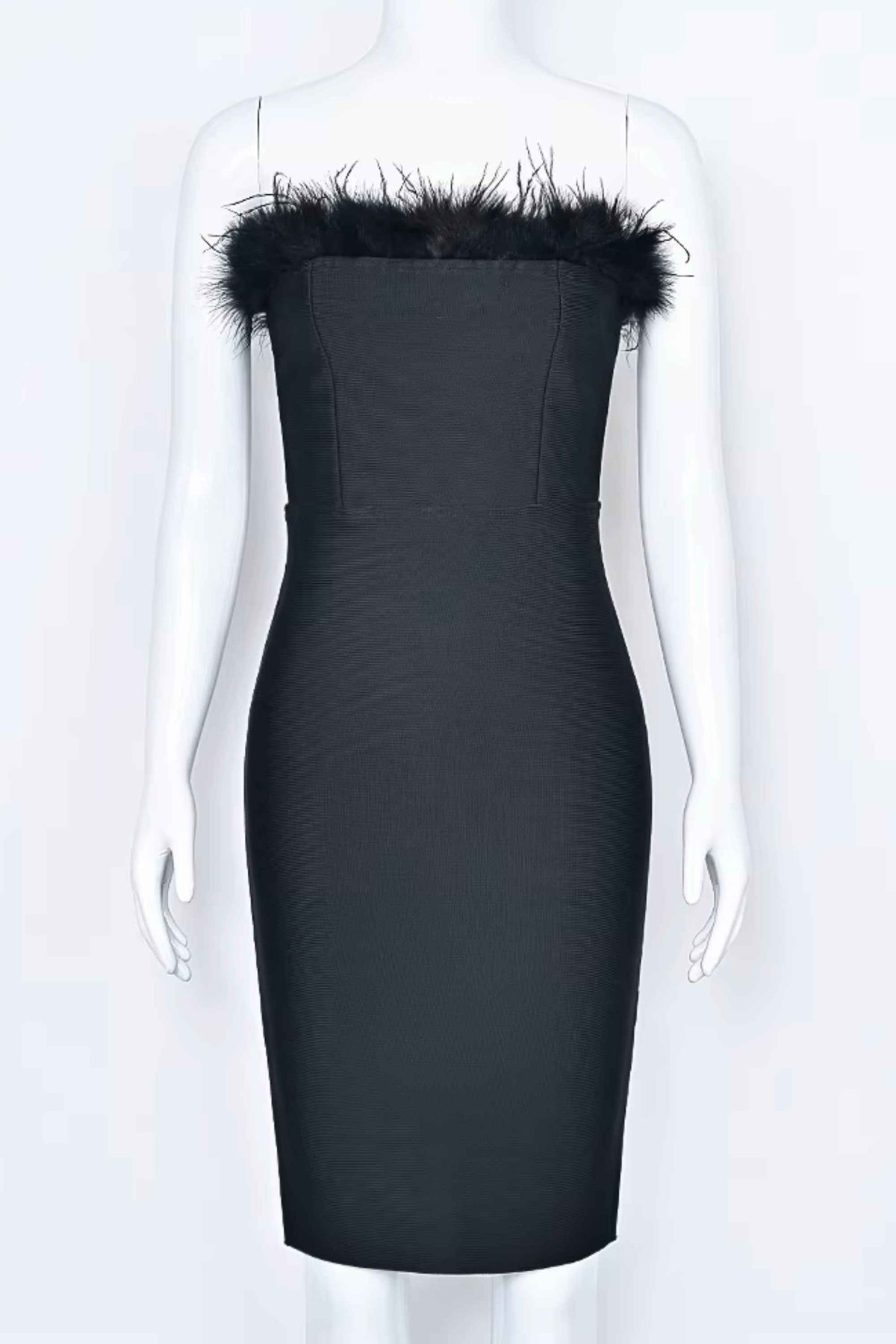 Woman wearing a figure flattering  Erin Bandage Dress - Classic Black BODYCON COLLECTION
