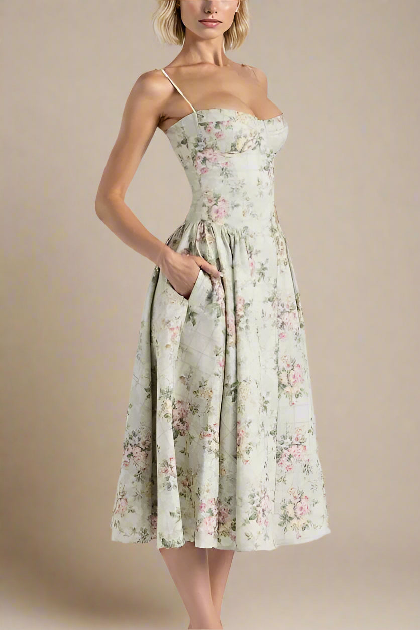 Woman wearing a figure flattering  Everly Day Midi Dress - Mint Green BODYCON COLLECTION Pty Ltd