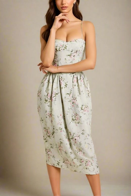 Woman wearing a figure flattering  Everly Midi Dress - Mint Green BODYCON COLLECTION Pty Ltd