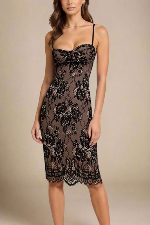 Woman wearing a figure flattering  Joan Bodycon Dress - Classic Black BODYCON COLLECTION