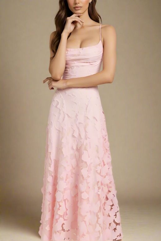 Woman wearing a figure flattering  Ivy Bodycon Maxi Dress - Dusty Pink BODYCON COLLECTION