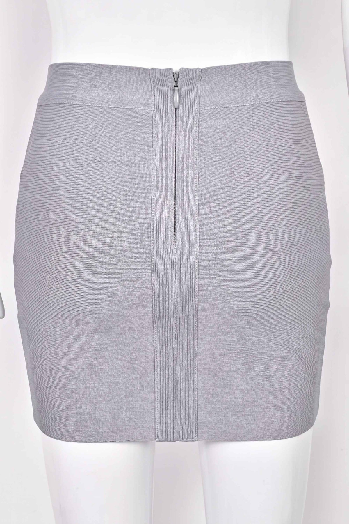 Woman wearing a figure flattering  Jay High Waist Bandage Mini Skirt - Grey BODYCON COLLECTION
