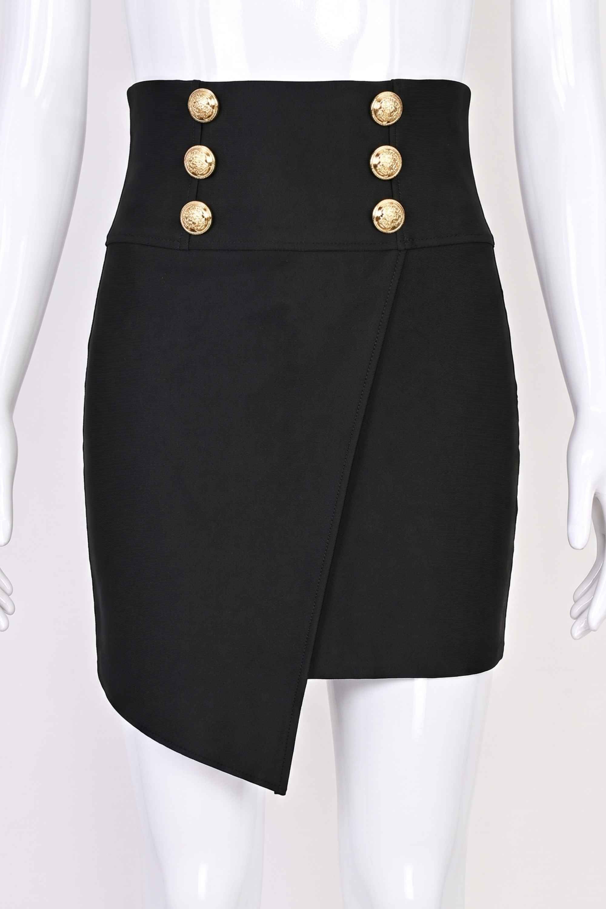 Woman wearing a figure flattering  Jessie Mini Pencil Skirt - Classic Black BODYCON COLLECTION Pty Ltd