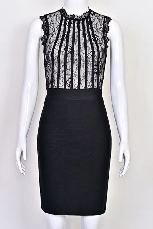 Woman wearing a figure flattering  Lori Bodycon Dress - Classic Black BODYCON COLLECTION Pty Ltd