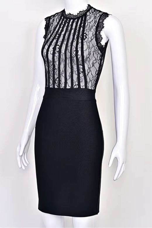 Woman wearing a figure flattering  Lori Bodycon Dress - Classic Black BODYCON COLLECTION Pty Ltd