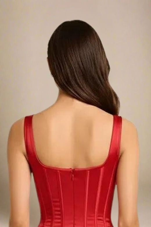 Woman wearing a figure flattering  Mila Bodycon Wrap Maxi Dress - Lipstick Red BODYCON COLLECTION Pty Ltd