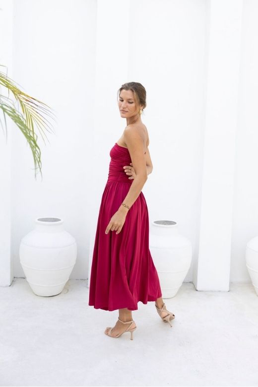 Woman wearing a figure flattering  North Bodycon Wrap Midi Dress - Chocolate Brown BODYCON COLLECTION Pty Ltd